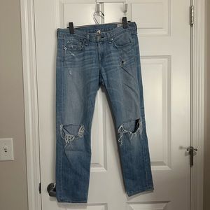 Rag & Bone Blue Slouchy Relaxed Distressed Boyfriend Jeans